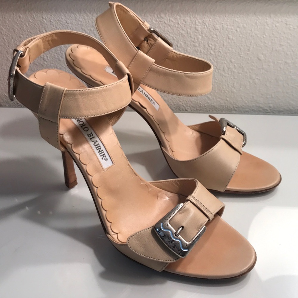 Manolo Blahnik Beige Craula sandal heel size 38